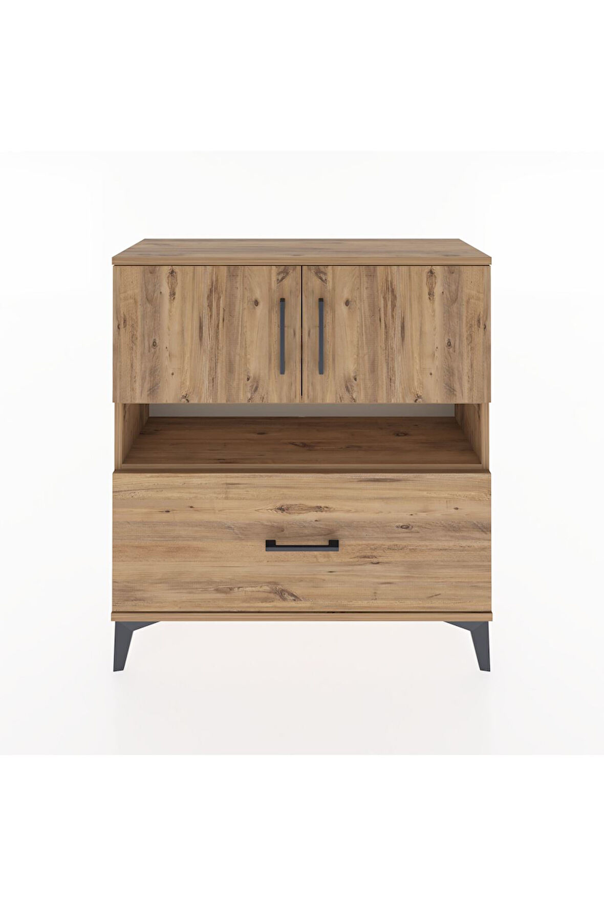 Arges Şifonyer 3 Raflı Tek Çekmeceli 2 Kapaklı 88x30x96 Çam-Çam