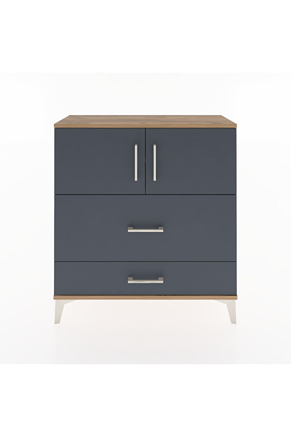 Arges Şifonyer 2 Raflı 2 Çekmeceli 2 Kapaklı 88x30x96 Çam-Antrasit