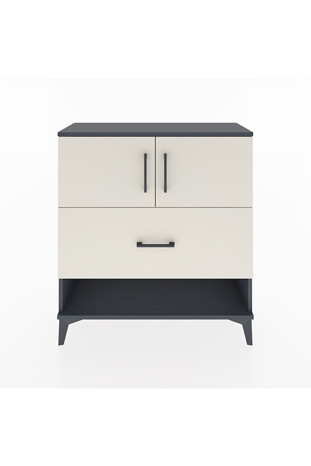 Arges Şifonyer 2 Raflı Tek Çekmeceli 2 Kapaklı 88x30x96 Antrasit-Aytaşı