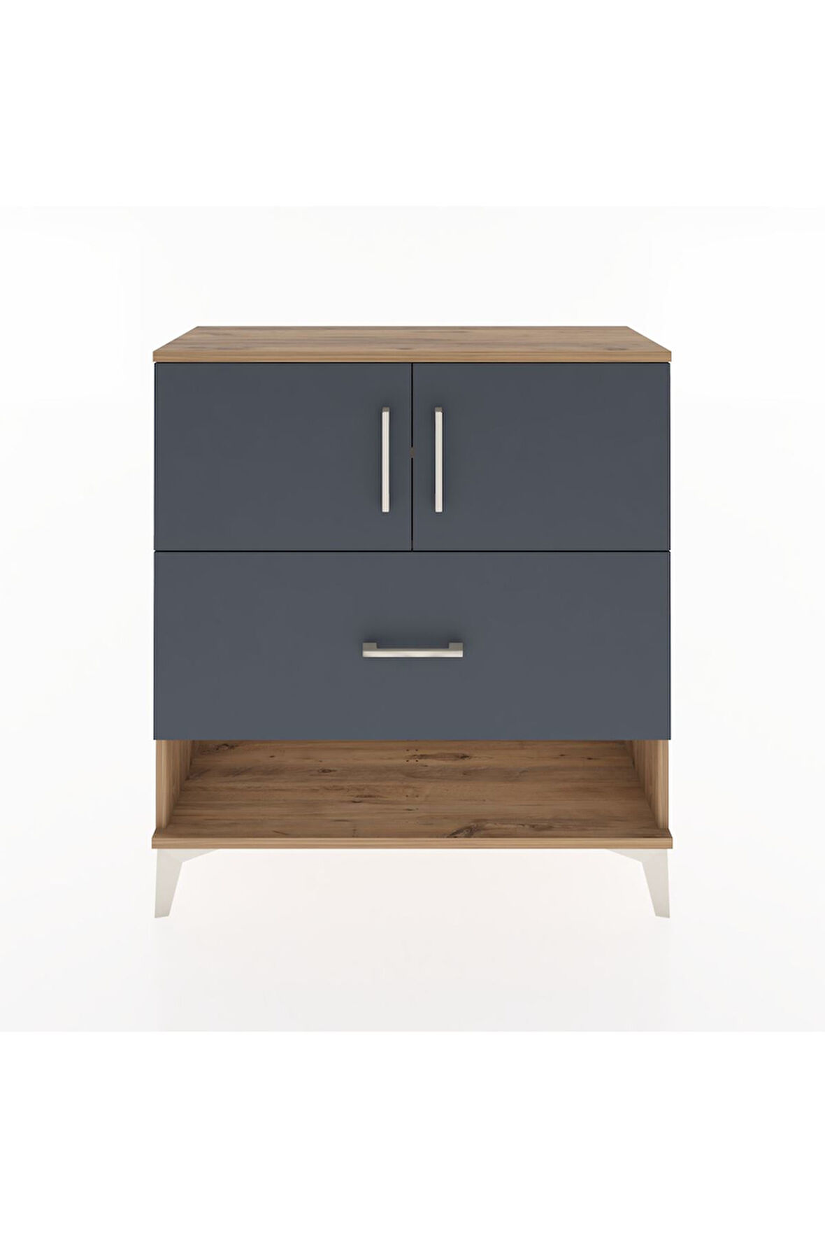 Arges Şifonyer 2 Raflı Tek Çekmeceli 2 Kapaklı 88x30x96 Çam-Antrasit