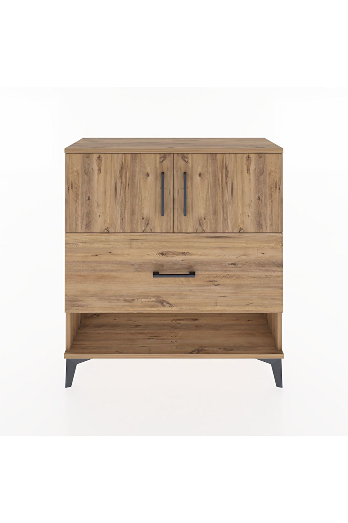 Arges Şifonyer 2 Raflı Tek Çekmeceli 2 Kapaklı 88x30x96 Çam-Çam