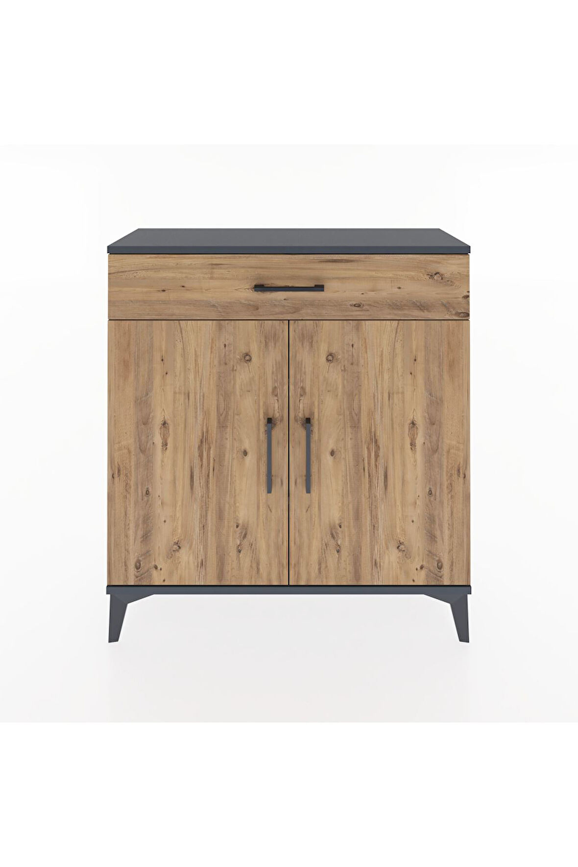Arges Şifonyer 2 Raflı Tek Çekmeceli 2 Kapaklı 88x30x96 Antrasit-Çam