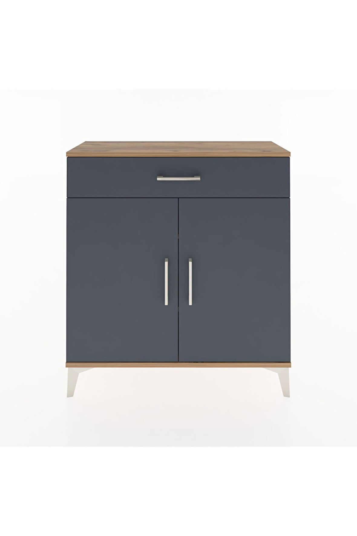 Arges Şifonyer 2 Raflı Tek Çekmeceli 2 Kapaklı 88x30x96 Çam-Antrasit