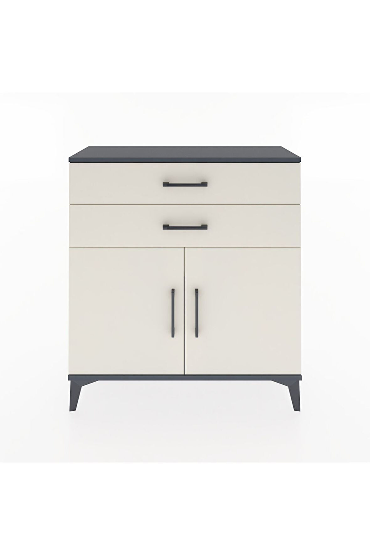 Arges Şifonyer Tek Raflı 2 Çekmeceli 2 Kapaklı 88x30x96 Antrasit-Aytaşı