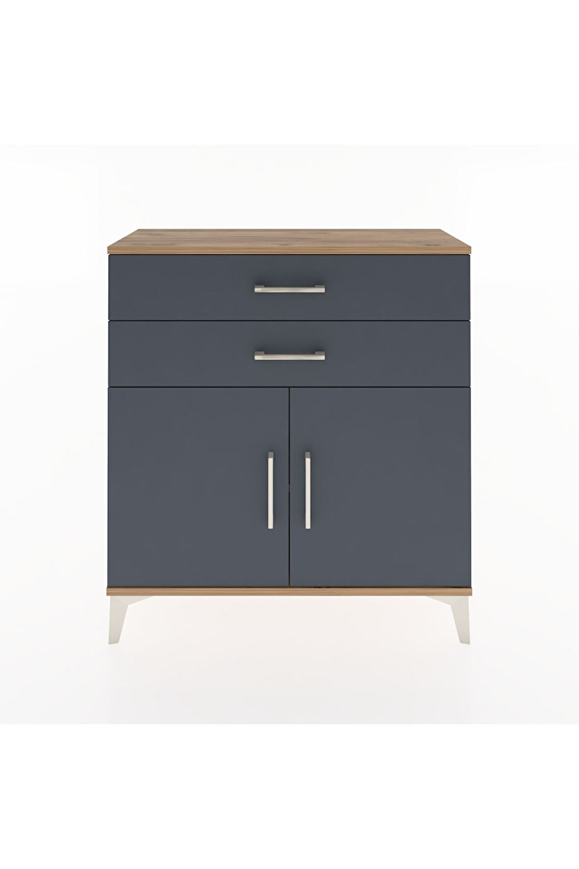 Arges Şifonyer Tek Raflı 2 Çekmeceli 2 Kapaklı 88x30x96 Çam-Antrasit