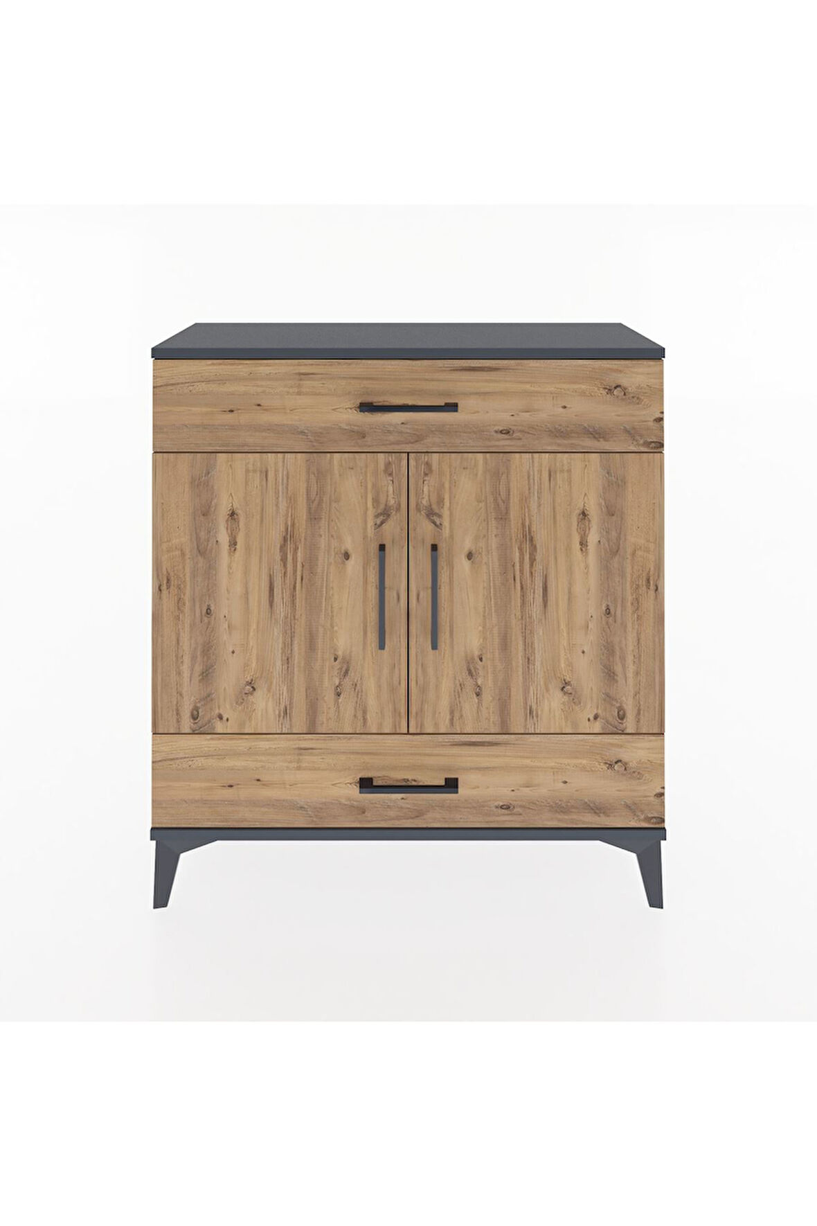 Arges Şifonyer 2 Raflı 2 Çekmeceli 2 Kapaklı 88x30x96 Antrasit-Çam