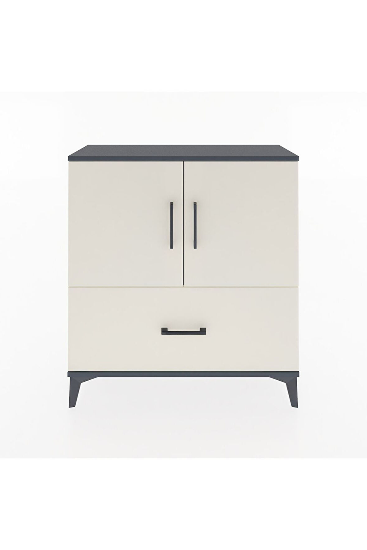 Arges Şifonyer 2 Raflı Tek Çekmeceli 2 Kapaklı 88x30x96 Antrasit-Aytaşı