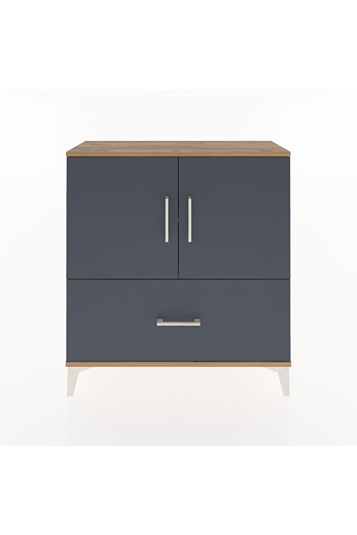 Arges Şifonyer 2 Raflı Tek Çekmeceli 2 Kapaklı 88x30x96 Çam-Antrasit