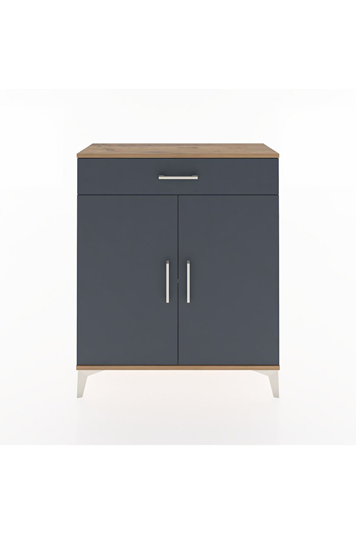 Arges Şifonyer Tek Raflı Tek Çekmeceli 2 Kapaklı 88x30x106 Çam-Antrasit