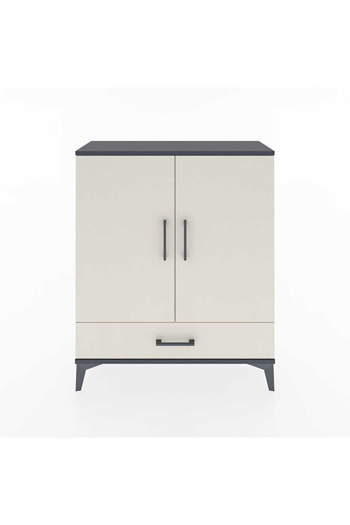 Arges Şifonyer 2 Raflı Tek Çekmeceli 2 Kapaklı 88x30x106 Antrasit-Aytaşı