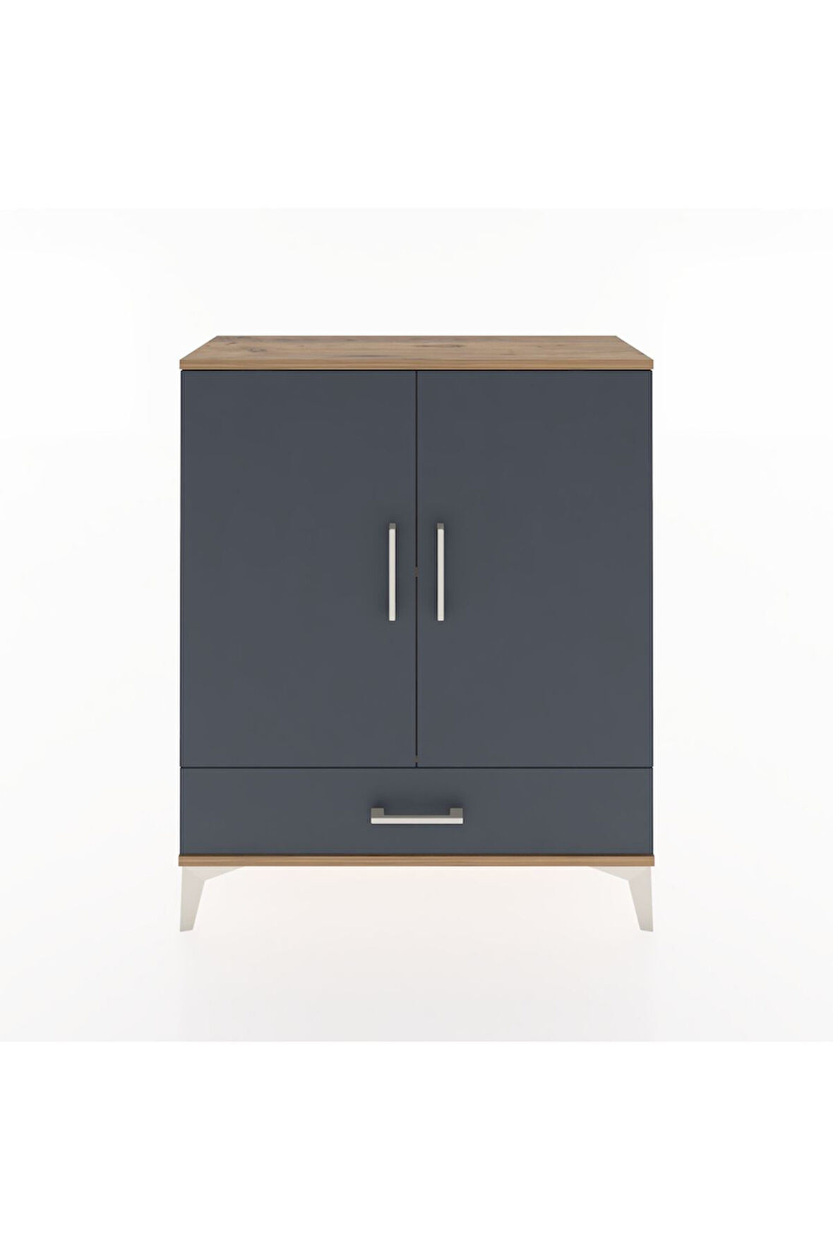 Arges Şifonyer 2 Raflı Tek Çekmeceli 2 Kapaklı 88x30x106 Çam-Antrasit