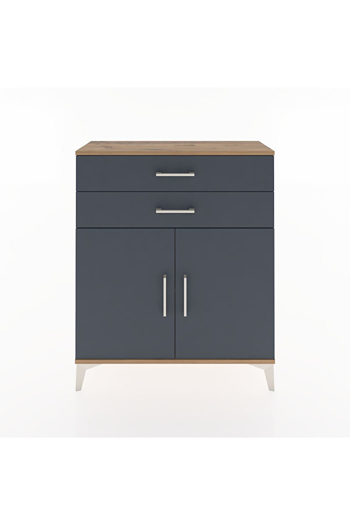 Arges Şifonyer 2 Raflı 2 Çekmeceli 2 Kapaklı 88x30x106 Çam-Antrasit