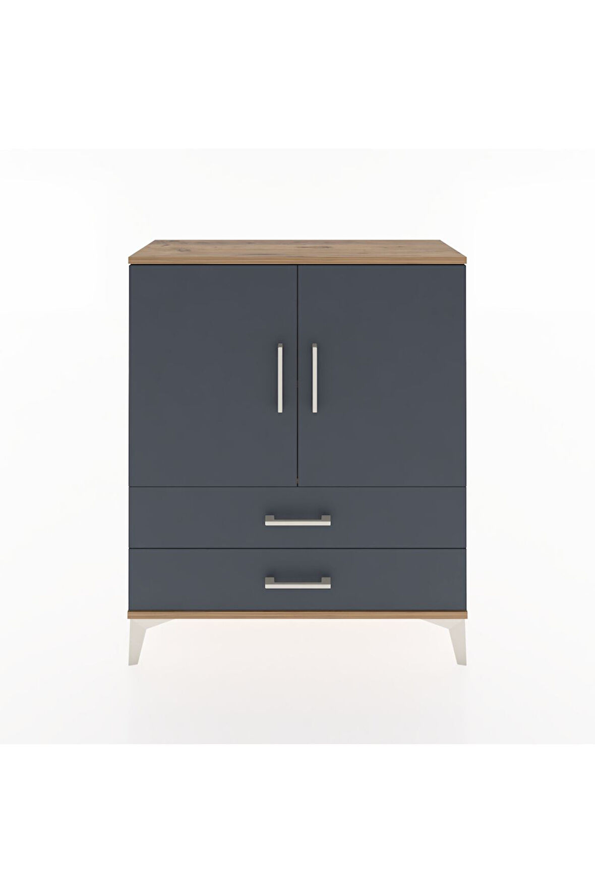 Arges Şifonyer 2 Raflı 2 Çekmeceli 2 Kapaklı 88x30x106 Çam-Antrasit