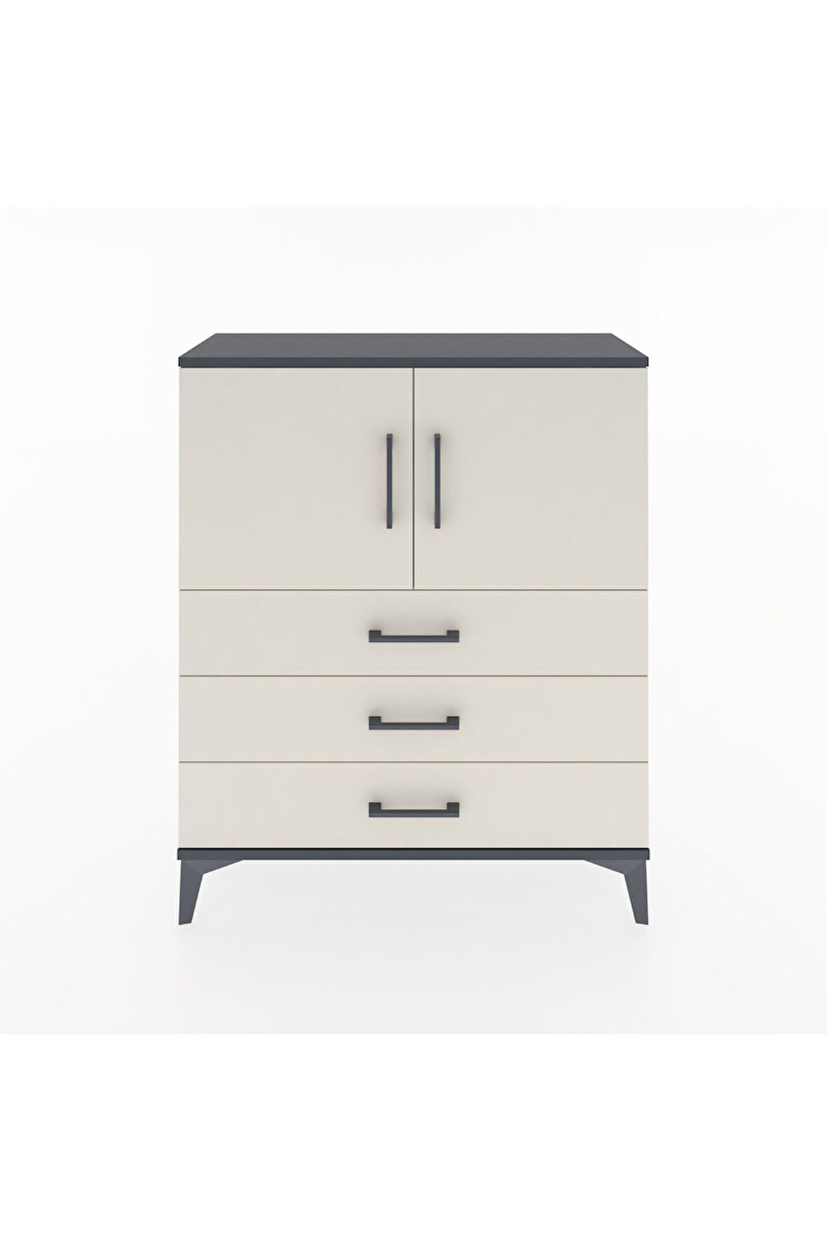 Arges Şifonyer 2 Raflı 3 Çekmeceli 2 Kapaklı 88x30x106 Antrasit-Aytaşı