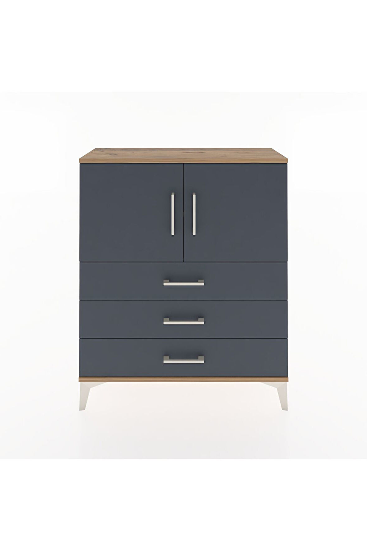 Arges Şifonyer 2 Raflı 3 Çekmeceli 2 Kapaklı 88x30x106 Çam-Antrasit