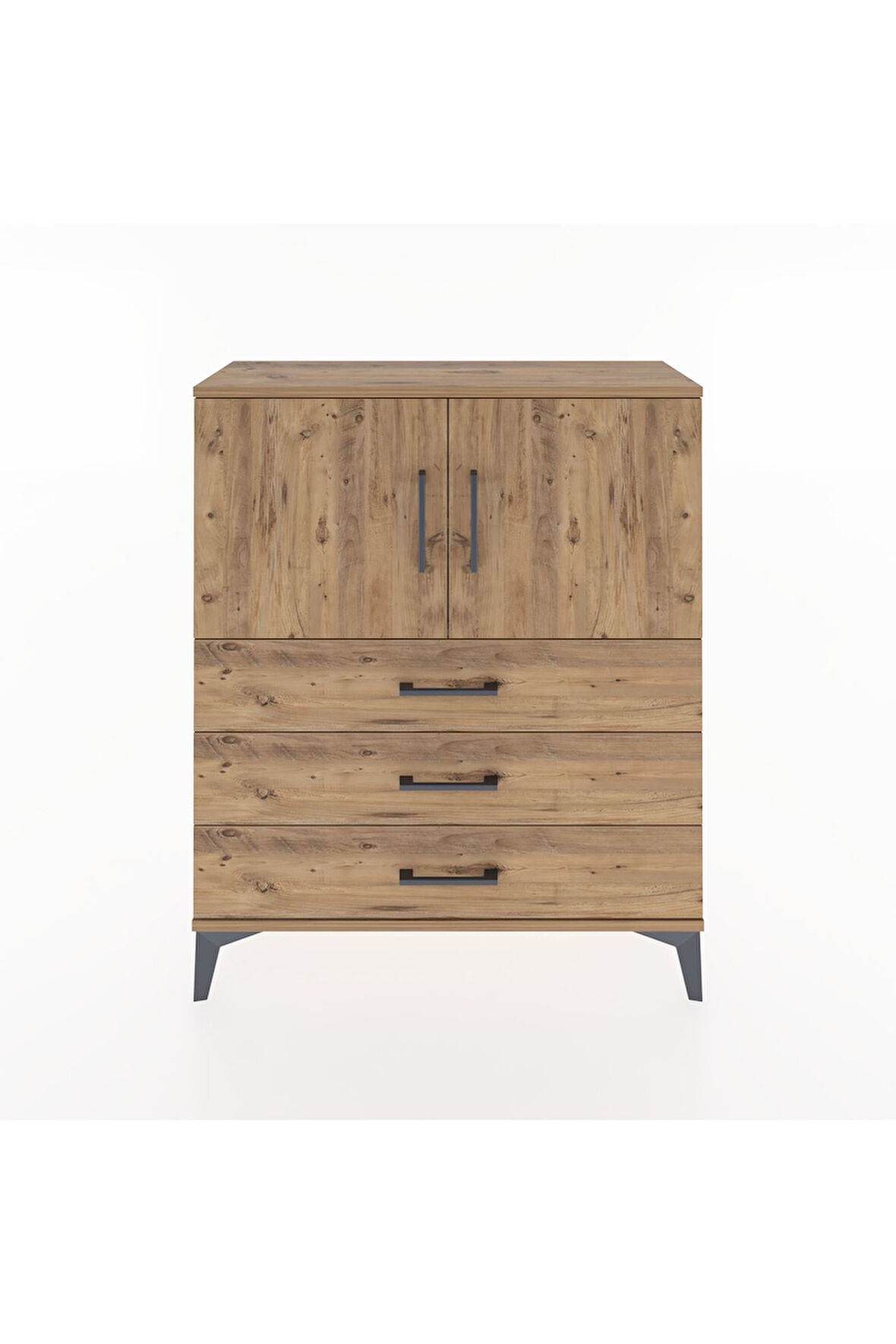 Arges Şifonyer 2 Raflı 3 Çekmeceli 2 Kapaklı 88x30x106 Çam-Çam