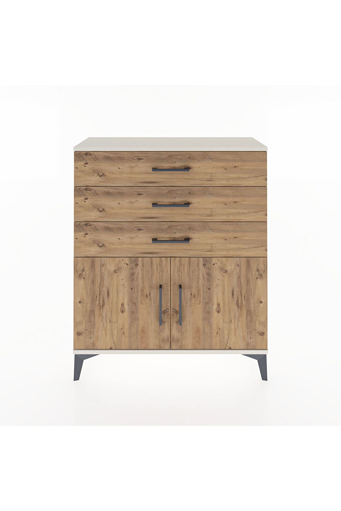 Arges Şifonyer Tek Raflı 3 Çekmeceli 2 Kapaklı 88x30x106 Aytaşı-Çam