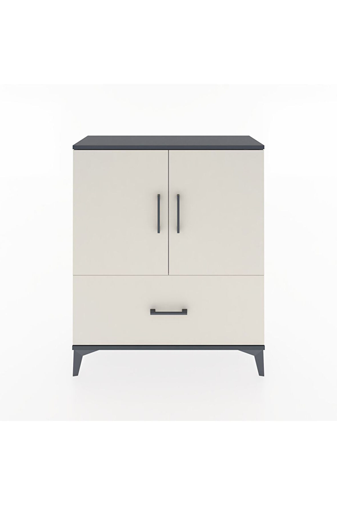 Arges Şifonyer 2 Raflı Tek Çekmeceli 2 Kapaklı 88x30x106 Antrasit-Aytaşı