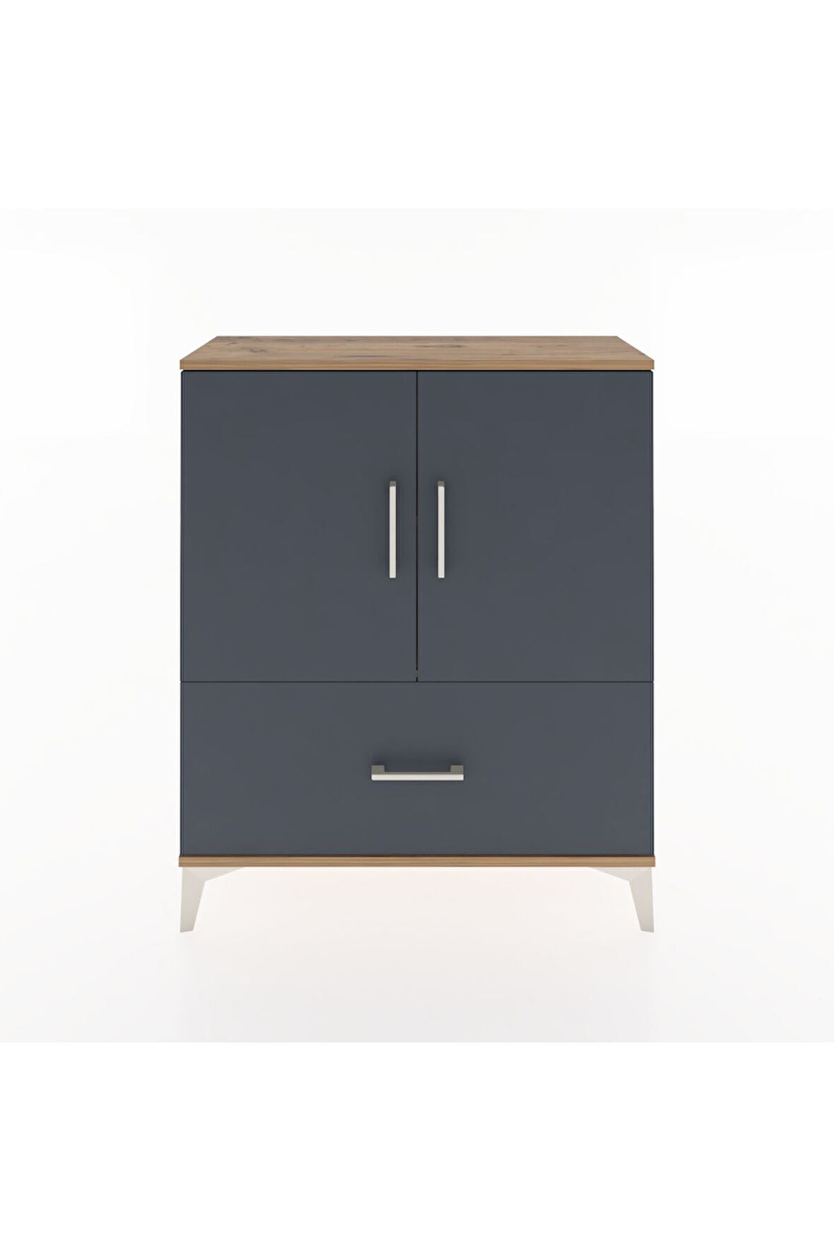 Arges Şifonyer 2 Raflı Tek Çekmeceli 2 Kapaklı 88x30x106 Çam-Antrasit