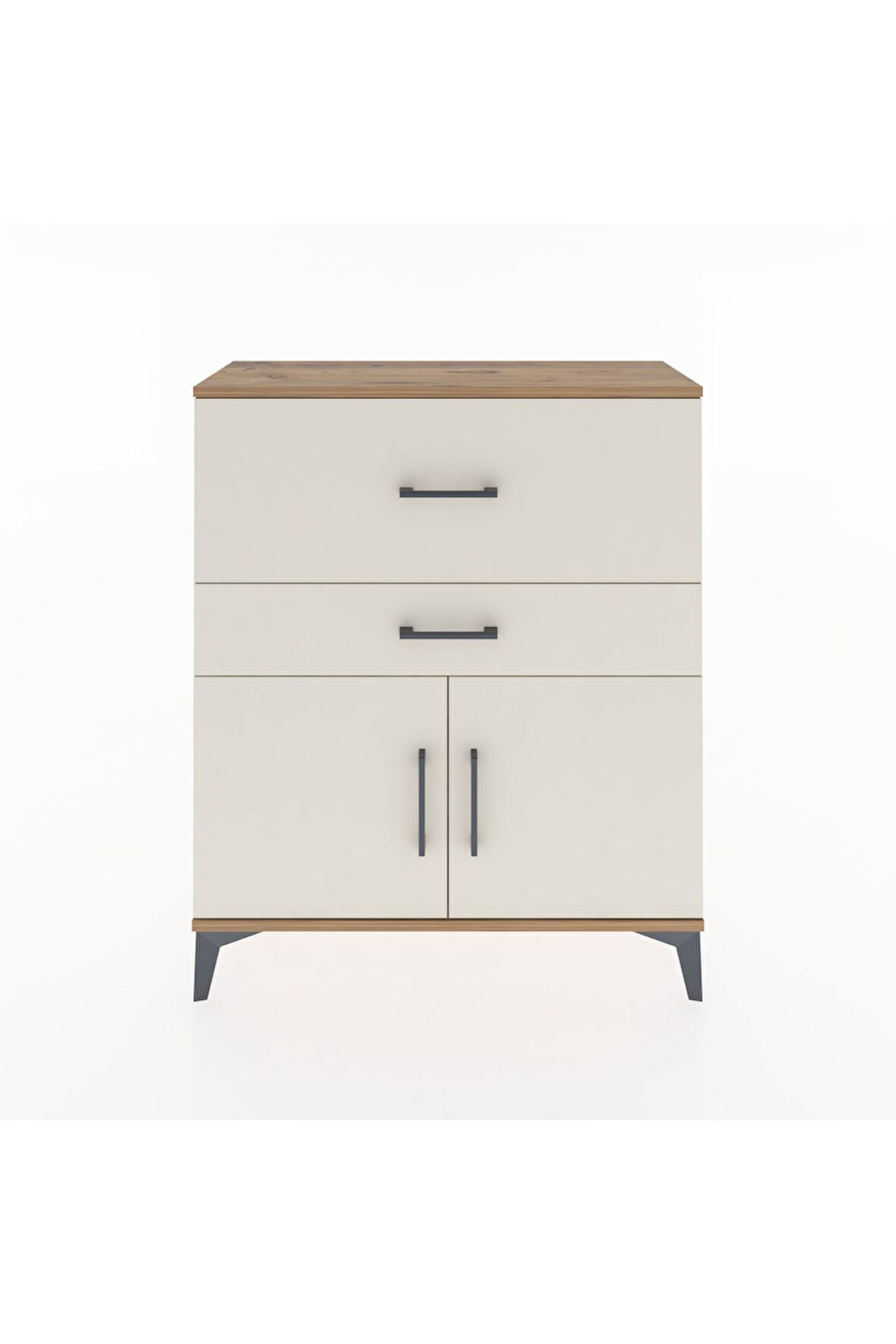 Arges Şifonyer Tek Raflı 2 Çekmeceli 2 Kapaklı 88x30x106 Çam-Aytaşı