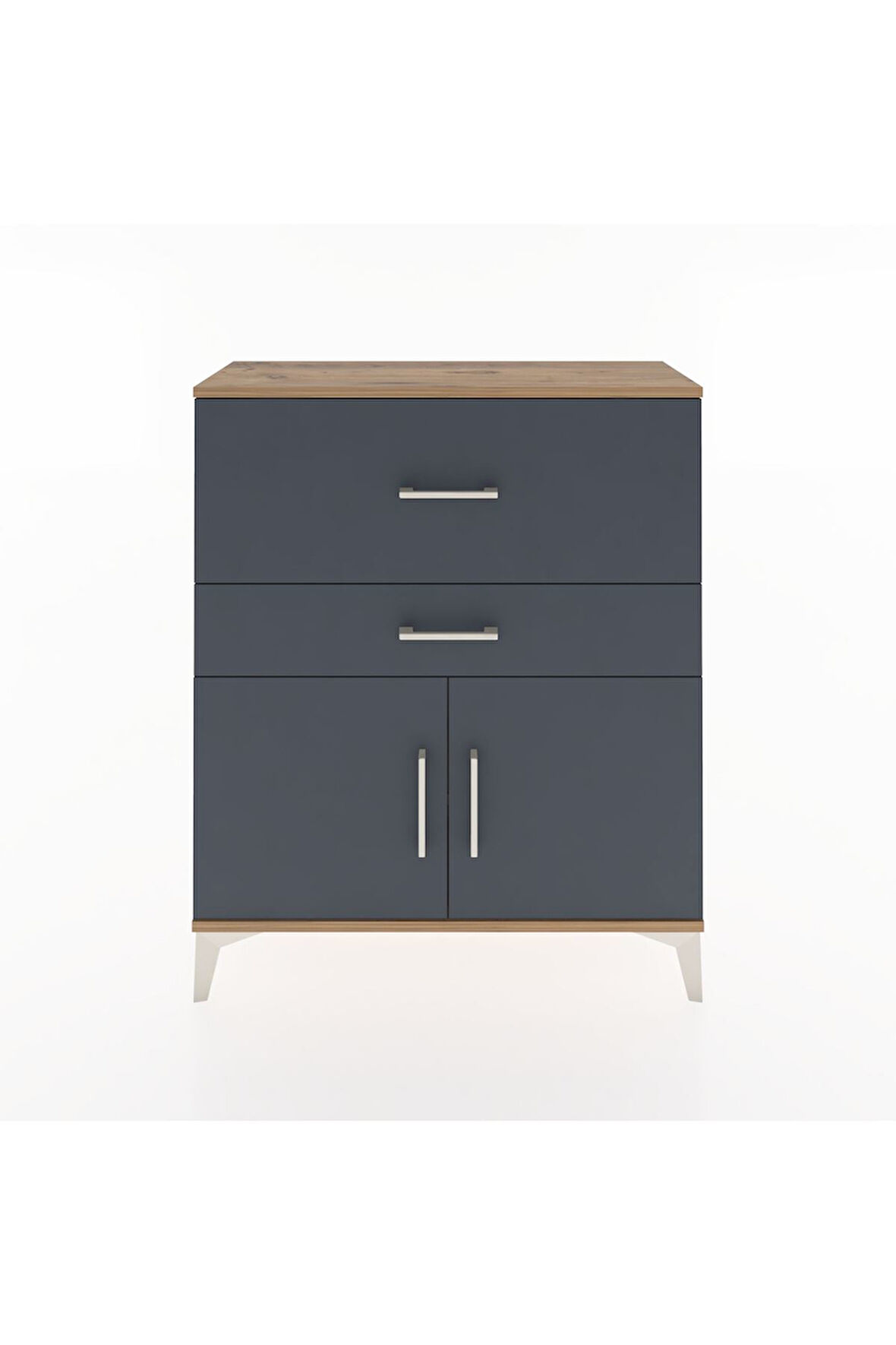 Arges Şifonyer Tek Raflı 2 Çekmeceli 2 Kapaklı 88x30x106 Çam-Antrasit