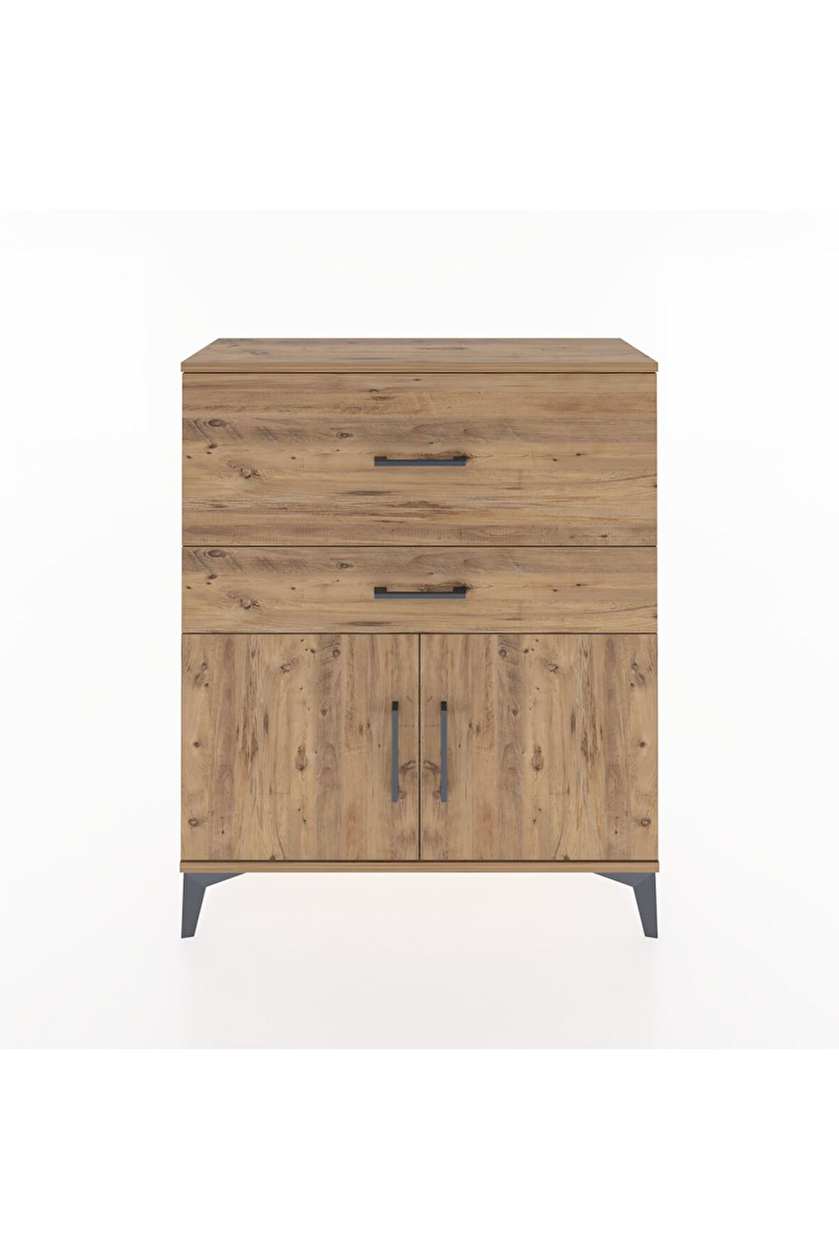 Arges Şifonyer Tek Raflı 2 Çekmeceli 2 Kapaklı 88x30x106 Çam-Çam