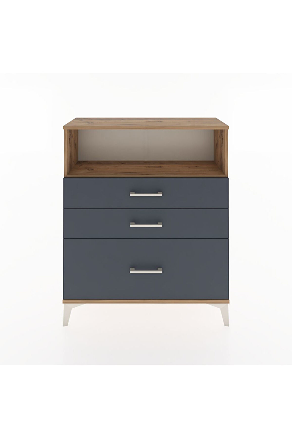 Arges Şifonyer Tek Raflı 3 Çekmeceli 88x30x106 Çam-Antrasit