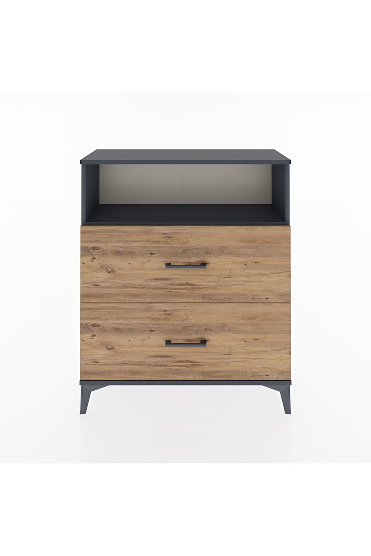 Arges Şifonyer Tek Raflı 2 Çekmeceli 88x30x106 Antrasit-Çam