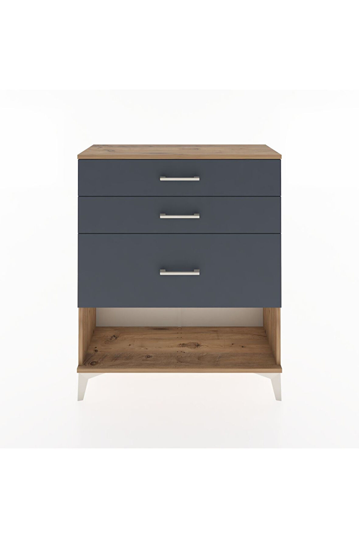 Arges Şifonyer 3 Çekmeceli 88x30x106 Çam-Antrasit