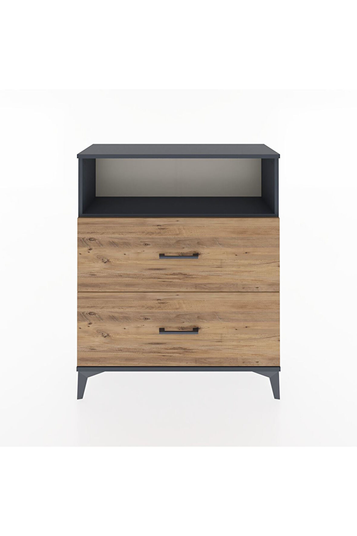 Arges Şifonyer Tek Raflı 2 Çekmeceli 88x30x106 Antrasit-Çam