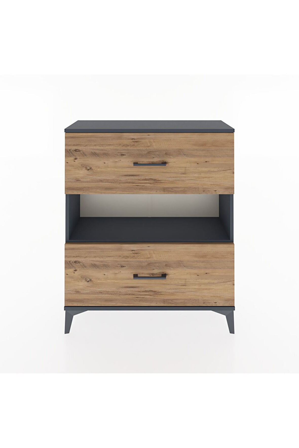 Arges Şifonyer Tek Raflı 2 Çekmeceli 88x30x106 Antrasit-Çam