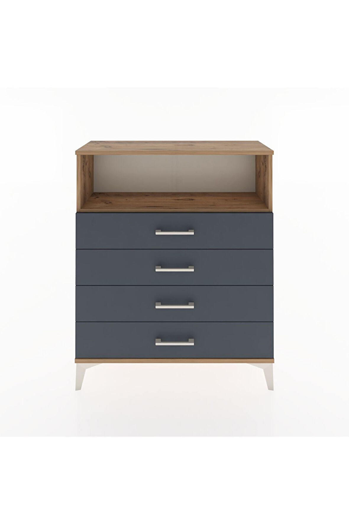 Arges Şifonyer Tek Raflı 4 Çekmeceli 88x30x106 Çam-Antrasit