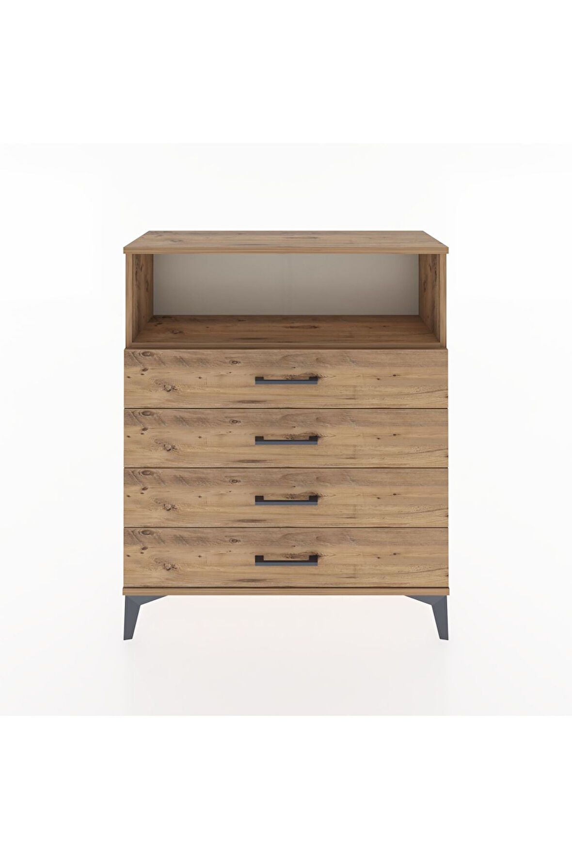 Arges Şifonyer Tek Raflı 4 Çekmeceli 88x30x106 Çam-Çam