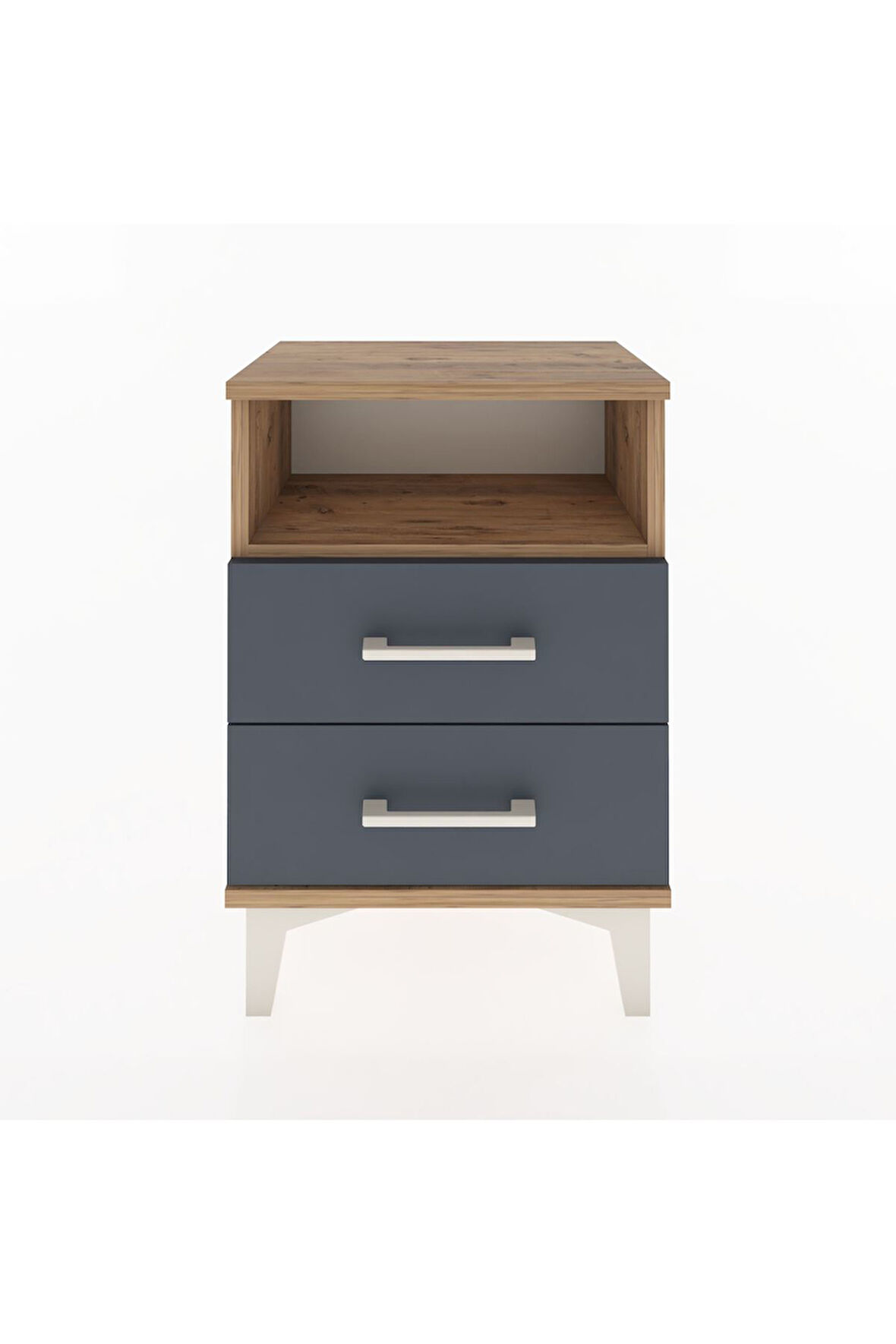 Arges Komodin Tek Raflı 2 Çekmeceli 44x30x64 Çam-Antrasit