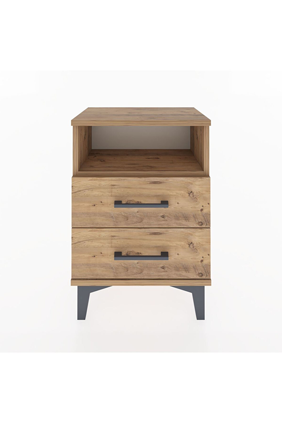 Arges Komodin Tek Raflı 2 Çekmeceli 44x30x64 Çam-Çam