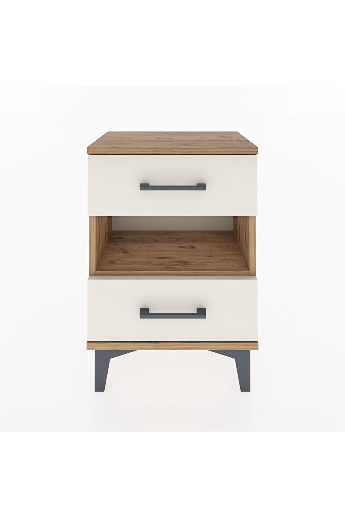 Arges Komodin Tek Raflı 2 Çekmeceli 44x30x64 Çam-Aytaşı