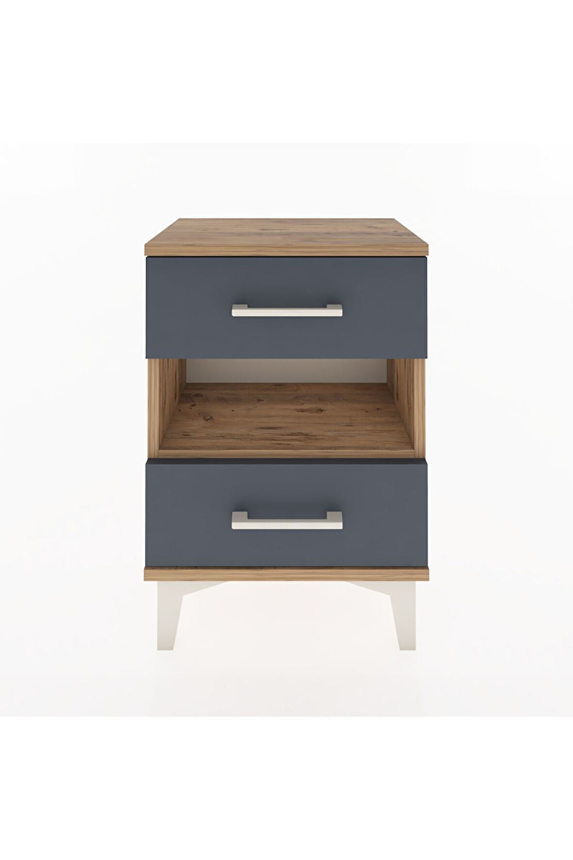 Arges Komodin Tek Raflı 2 Çekmeceli 44x30x64 Çam-Antrasit