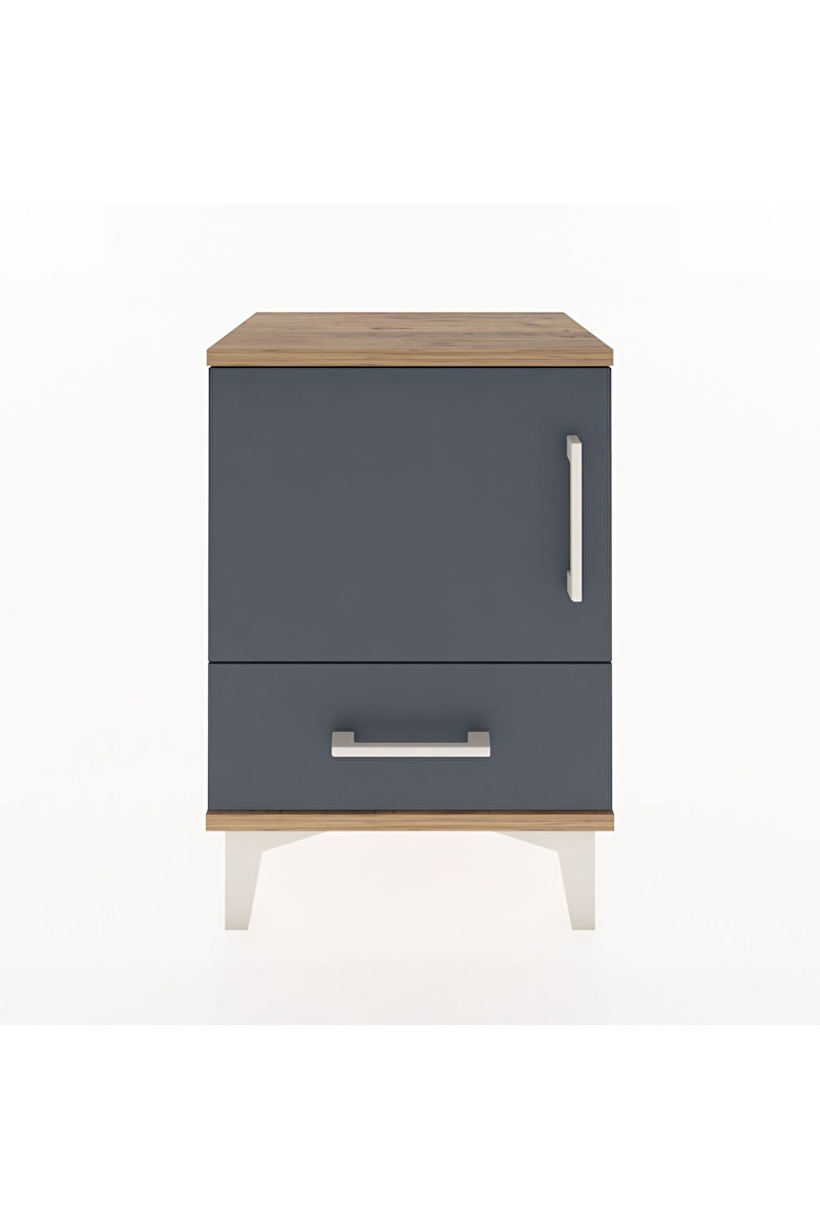 Arges Komodin 2 Raflı Tek Kapaklı 44x30x64 Çam-Antrasit