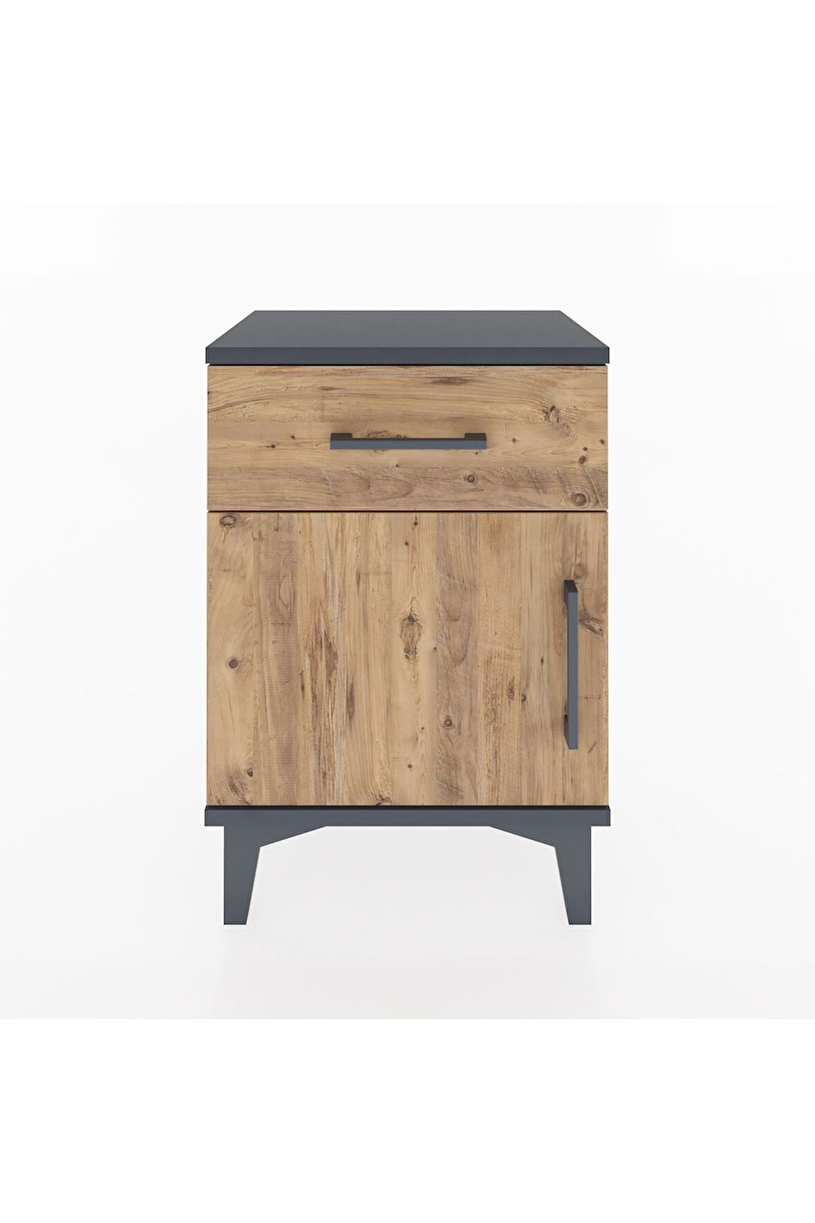 Arges Komodin Tek Raflı Tek Kapaklı 44x30x64 Antrasit-Çam