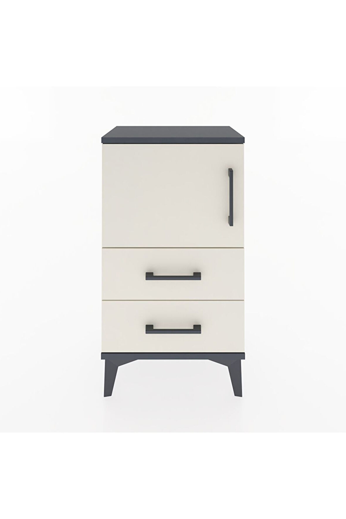 Arges Komodin 2 Raflı 2 Çekmeceli Tek Kapaklı 44x30x80 Antrasit-Aytaşı