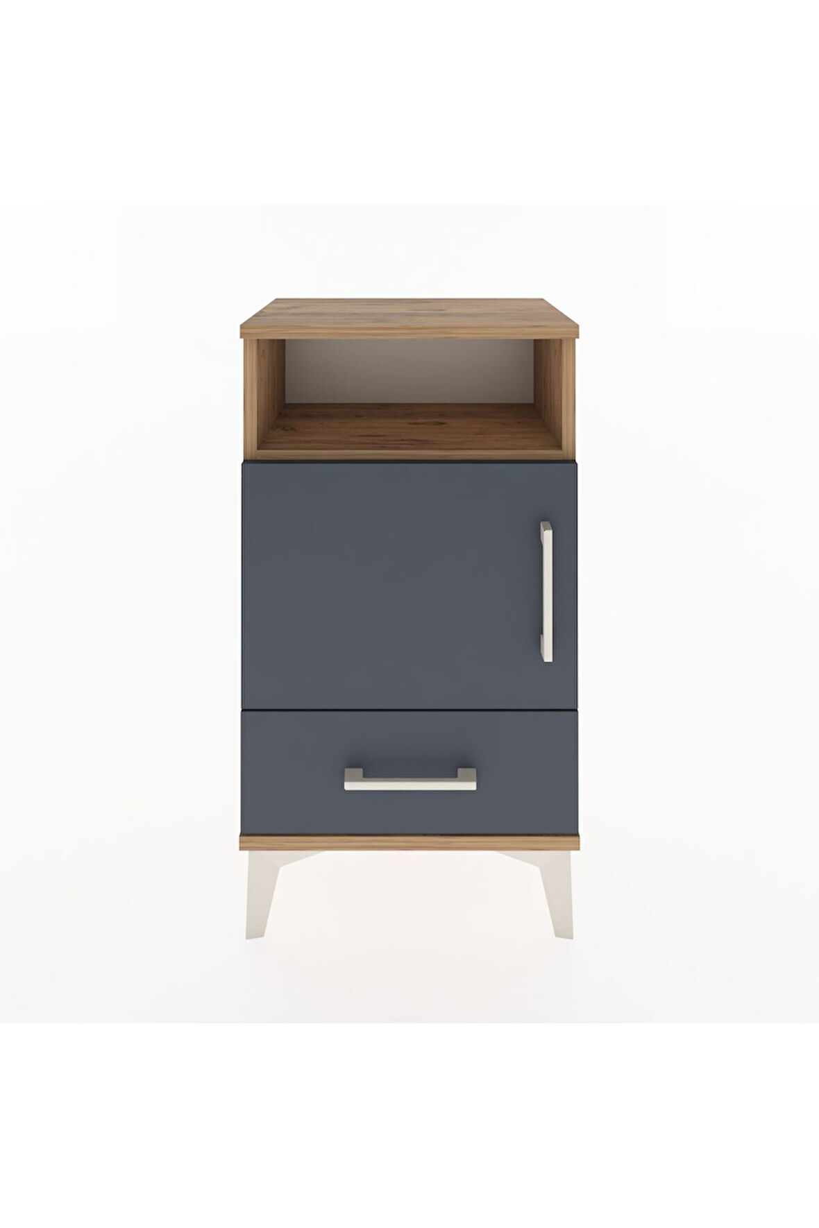 Arges Komodin 3 Raflı Tek Kapaklı 44x30x80 Çam-Antrasit