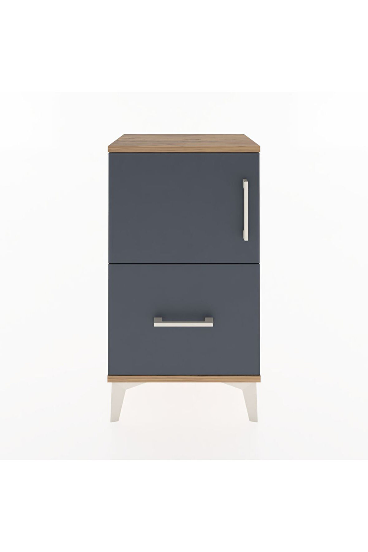 Arges Komodin 2 Raflı Tek Çekmeceli Tek Kapaklı 44x30x80 Çam-Antrasit