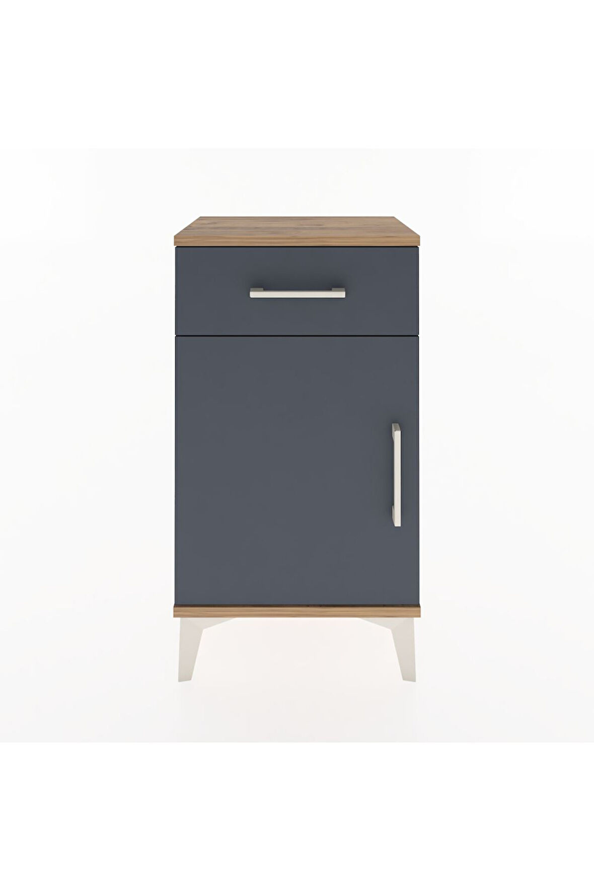 Arges Komodin Tek Raflı Tek Çekmeceli Tek Kapaklı 44x30x80 Çam-Antrasit