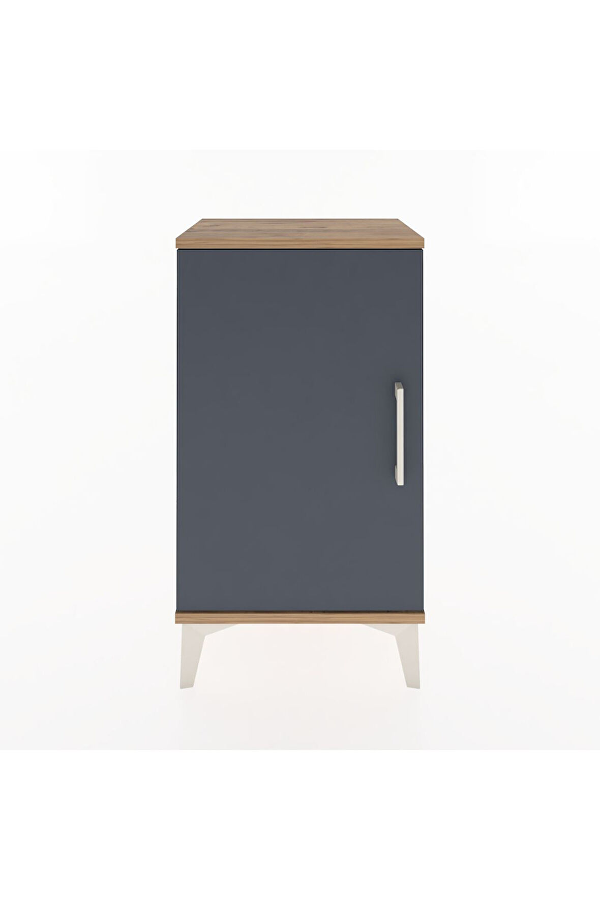 Arges Komodin 2 Raflı Tek Kapaklı 44x30x80 Çam-Antrasit