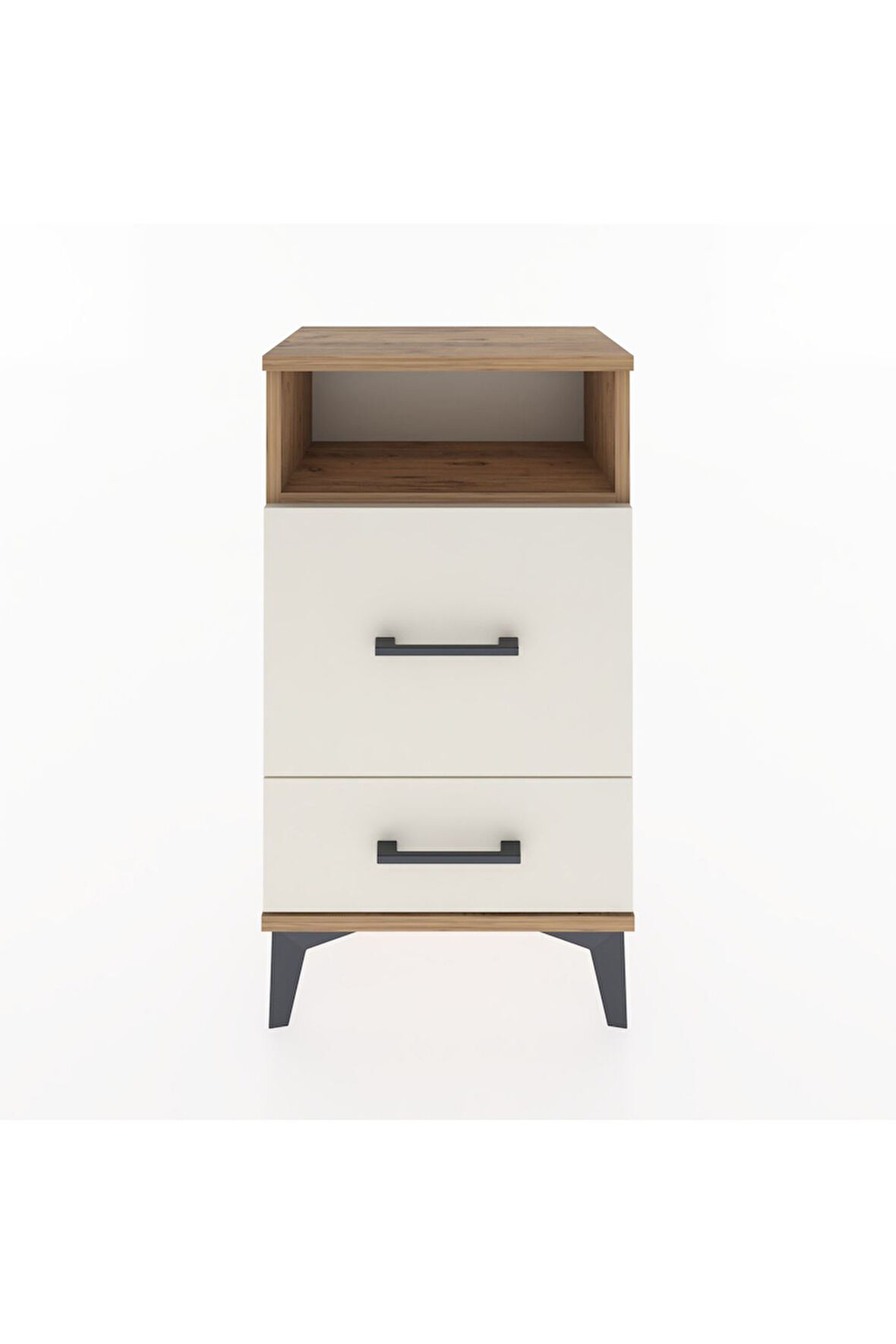 Arges Komodin Tek Raflı 2 Çekmeceli 44x30x80 Çam-Aytaşı