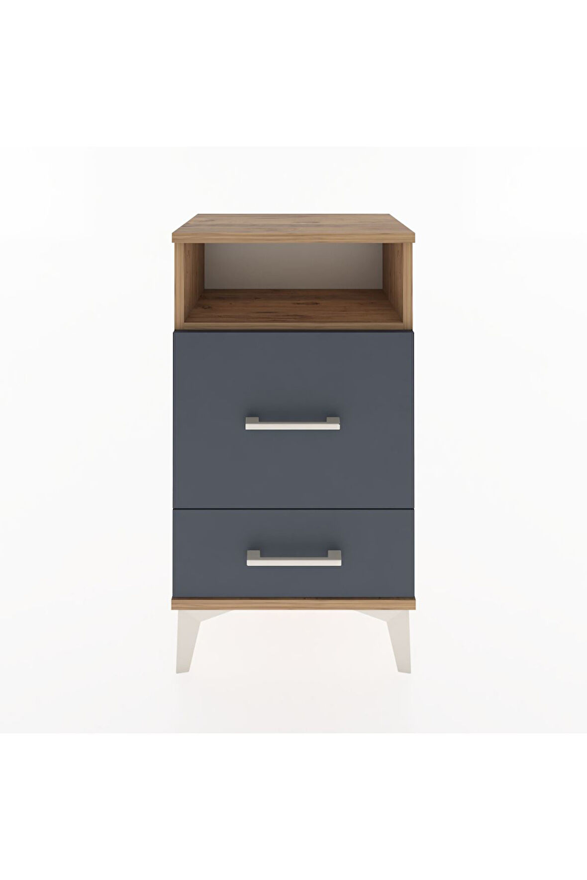 Arges Komodin Tek Raflı 2 Çekmeceli 44x30x80 Çam-Antrasit