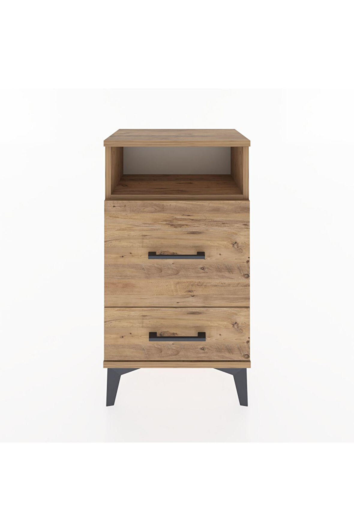 Arges Komodin Tek Raflı 2 Çekmeceli 44x30x80 Çam-Çam