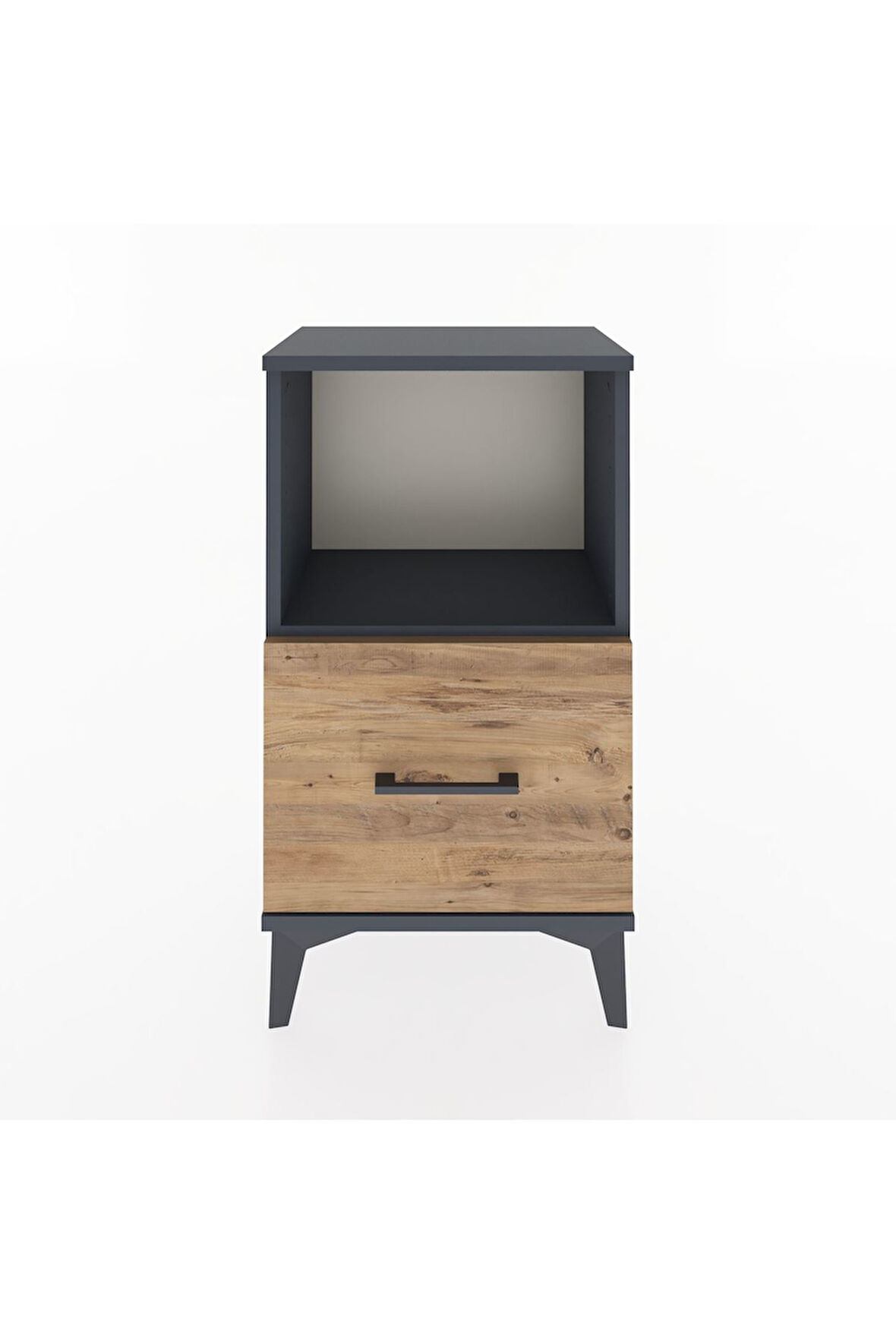 Arges Komodin Tek Raflı Tek Çekmeceli 44x30x80 Antrasit-Çam