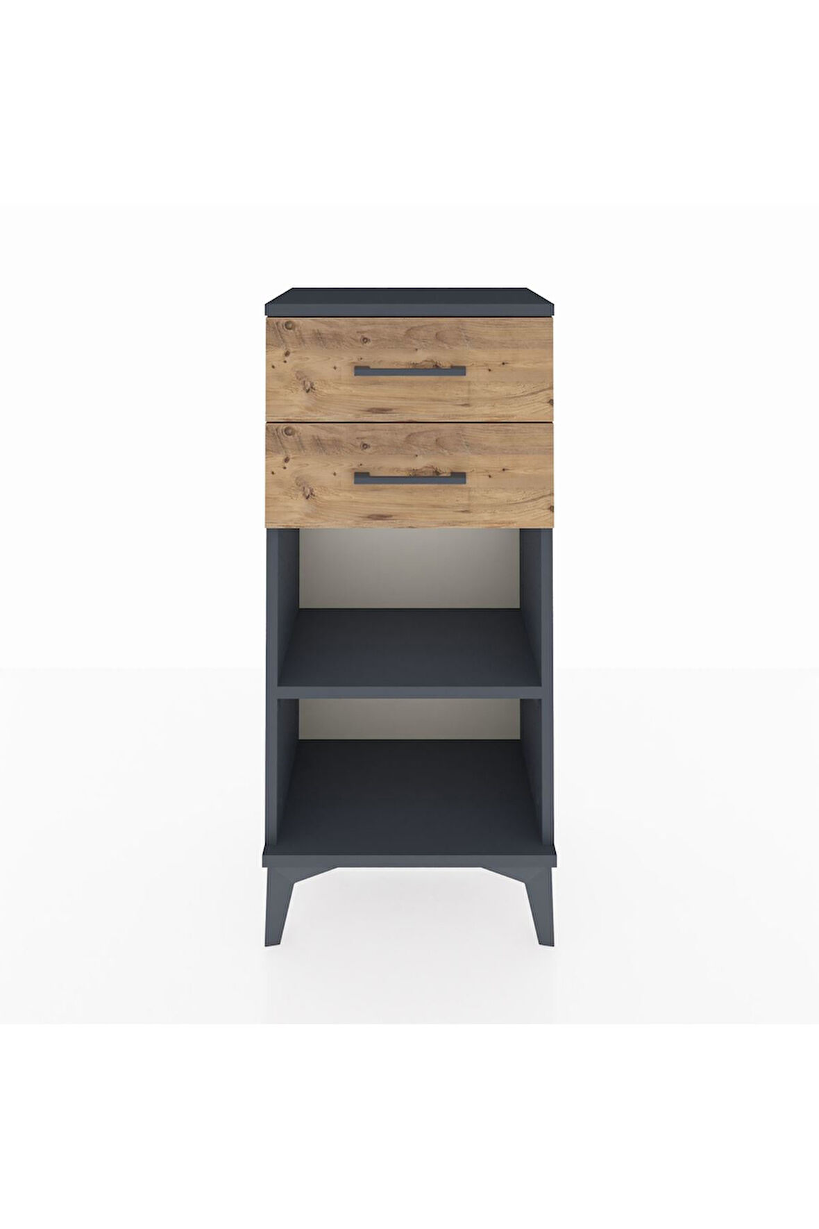 Arges Komodin Tek Raflı 2 Çekmeceli 44x30x96 Antrasit-Çam