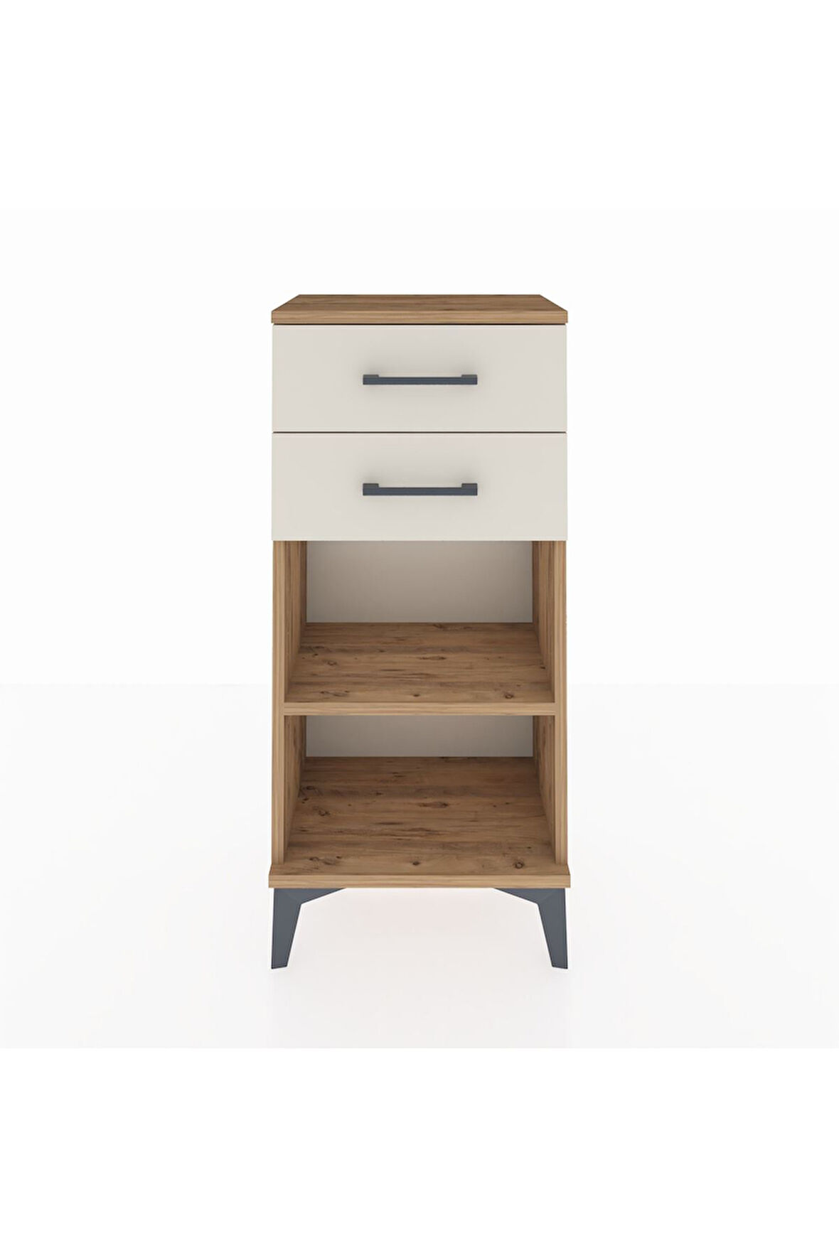 Arges Komodin Tek Raflı 2 Çekmeceli 44x30x96 Çam-Aytaşı